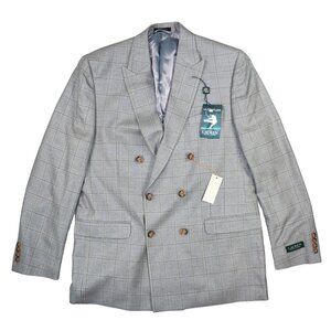 Ralph Lauren Lindsay Windowpane Plaid Double Breasted Sport Coat Blazer 42L NWT